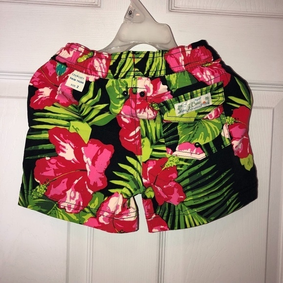NWT CREWCUTS Black Floral Swim Trunks Sz 2 - Picture 6 of 6